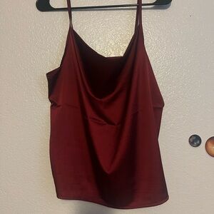 Burgandy draped neck top